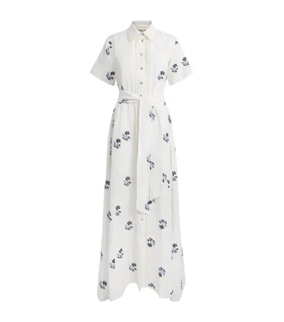 Lug Von Siga Linen Embroidered Vera Maxi Dress In White