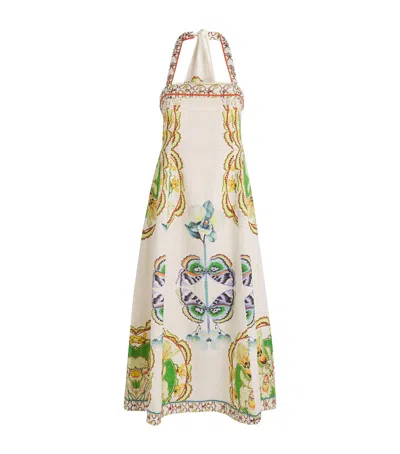 Lug Von Siga Linen Fiorenza Midi Dress In Multi