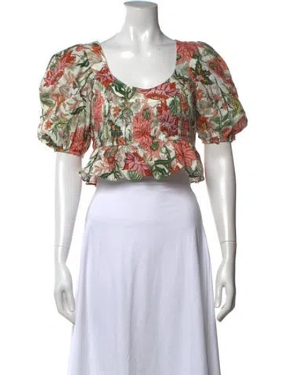 Pre-owned Lug Von Siga Linen Floral Print Blouse In Multicolor