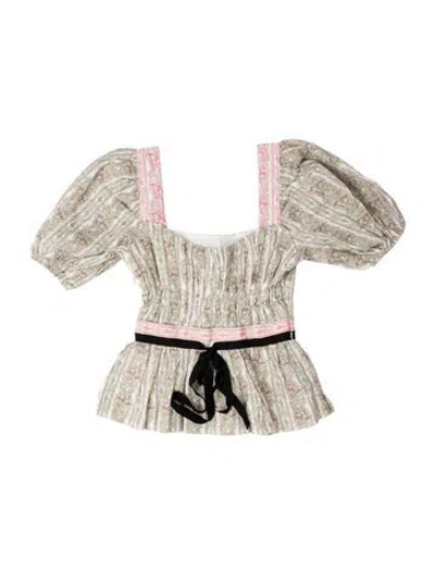 Pre-owned Lug Von Siga Linen Floral Print Blouse In Multicolor