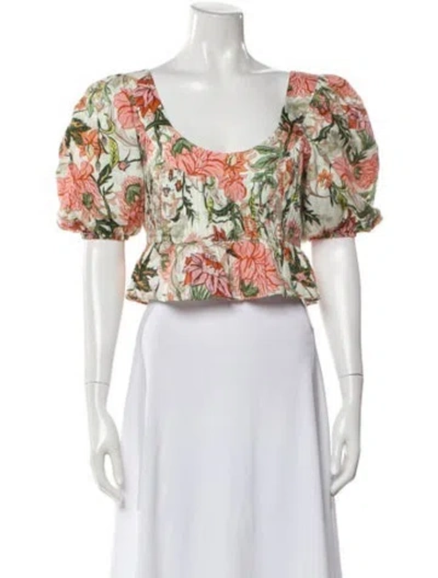 Pre-owned Lug Von Siga Linen Floral Print Top In Multi