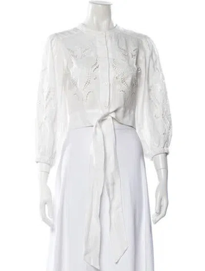 Pre-owned Lug Von Siga Linen Lace Pattern Blouse In White