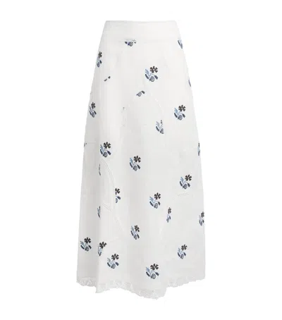 Lug Von Siga Liza Linen Skirt Offwhite In Multi