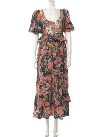 Pre-owned Lug Von Siga Linen Long Dress In Blue