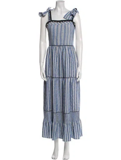 Pre-owned Lug Von Siga Linen Long Dress In Blue