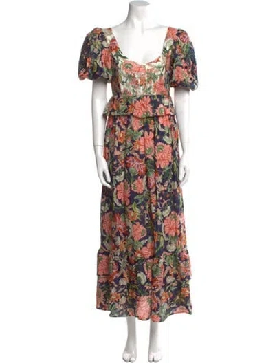 Pre-owned Lug Von Siga Linen Long Dress In Blue