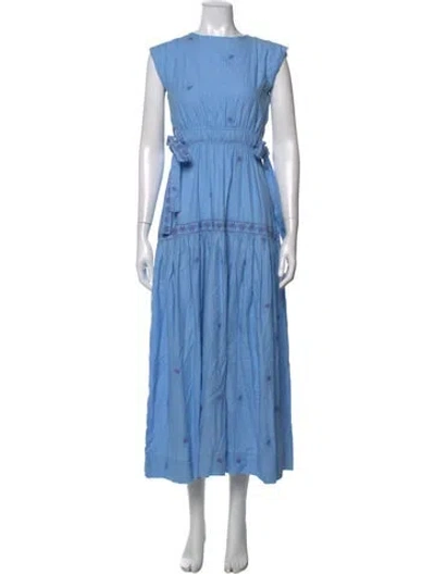 Pre-owned Lug Von Siga Linen Long Dress In Blue