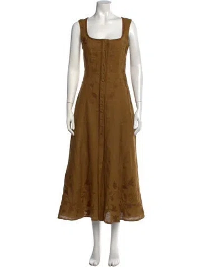Pre-owned Lug Von Siga Linen Long Dress In Brown