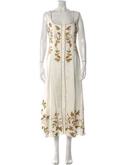 Pre-owned Lug Von Siga Linen Long Dress In Neutral