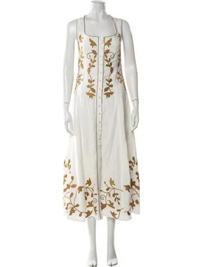 Pre-owned Lug Von Siga Linen Long Dress In Neutral