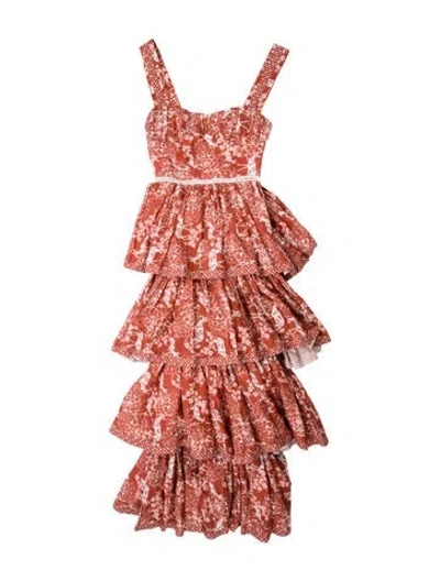 Pre-owned Lug Von Siga Linen Long Dress In Red