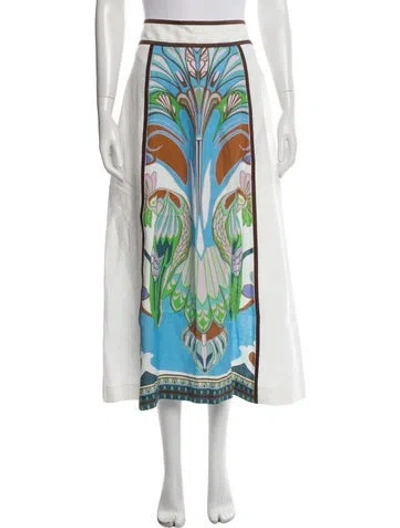 Pre-owned Lug Von Siga Linen Long Skirt In Blue/white