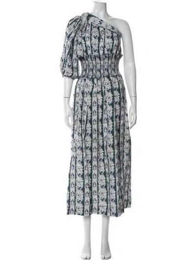 Pre-owned Lug Von Siga Linen Midi Length Dress In Blue