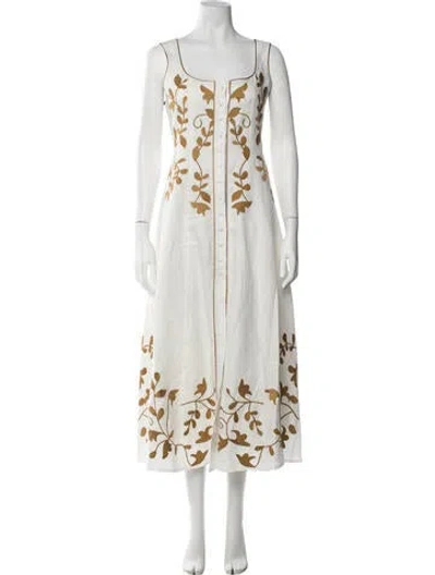 Pre-owned Lug Von Siga Linen Midi Length Dress W/ Tags In White
