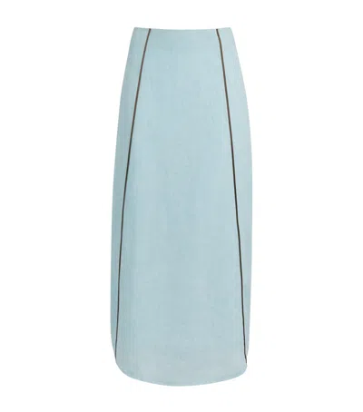 Lug Von Siga Linen Mila Midi Skirt In Blue