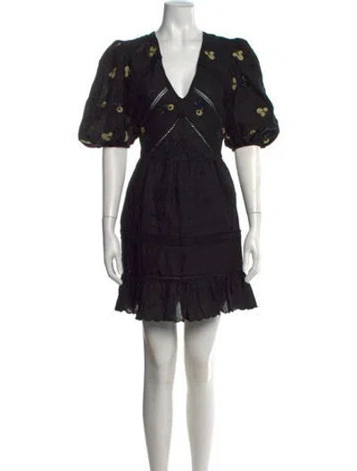 Pre-owned Lug Von Siga Linen Mini Dress In Black
