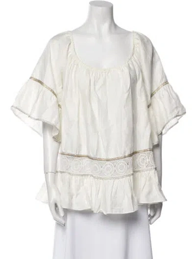 Pre-owned Lug Von Siga Linen Scoop Neck Blouse In Neutral