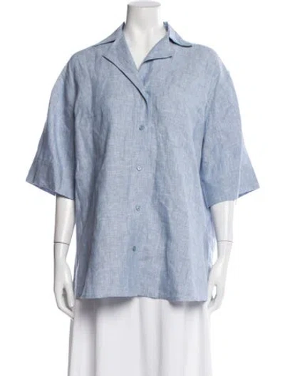 Pre-owned Lug Von Siga Linen Short Sleeve Blouse W/ Tags In Multi