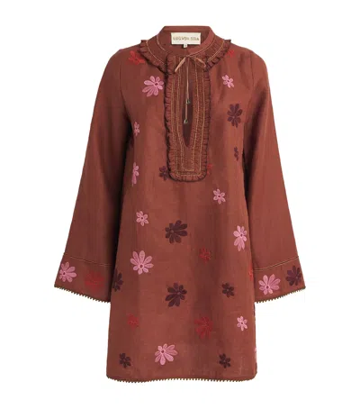 Lug Von Siga Linen Tess Mini Dress In Brown