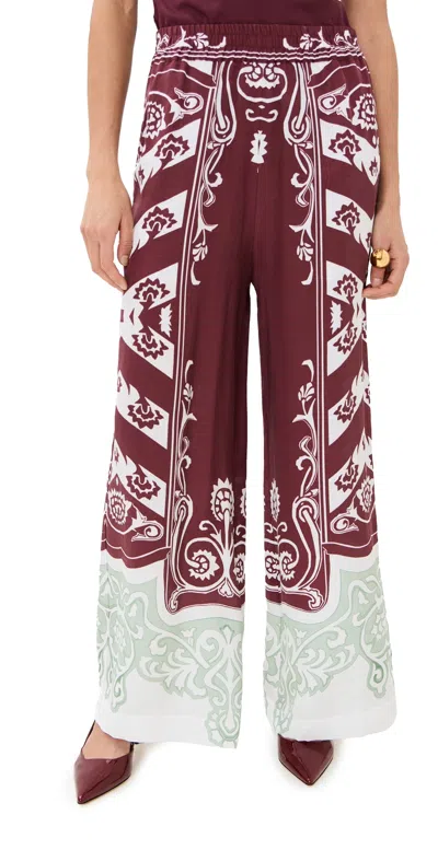 Lug Von Siga Madison Printed Wide-leg Satin Trousers In Red