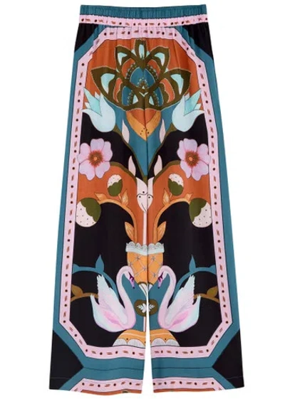 Lug Von Siga Madison Printed Wide-leg Satin Trousers In Multicoloured