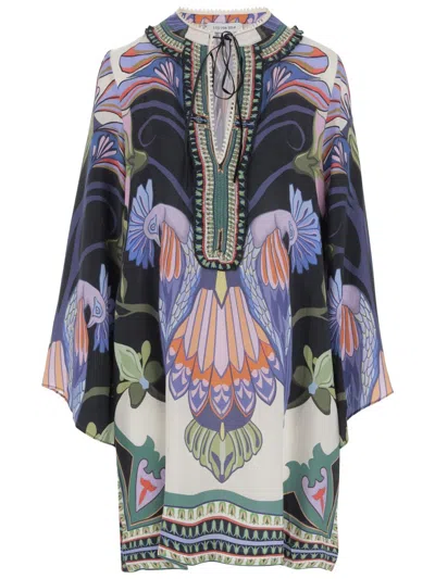 Lug Von Siga Multi-colored Ruffle Neckline Tess Dress