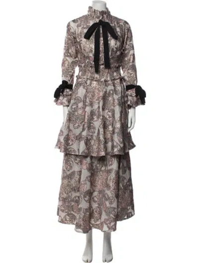 Pre-owned Lug Von Siga Patterned Long Dress In Multicolor