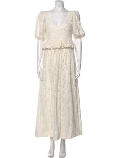 Pre-owned Lug Von Siga Patterned Long Dress In Neutral