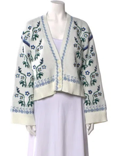 Pre-owned Lug Von Siga Patterned V-neck Sweater In Blue