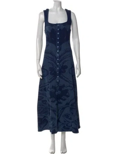 Pre-owned Lug Von Siga Printed Long Dress In Blue