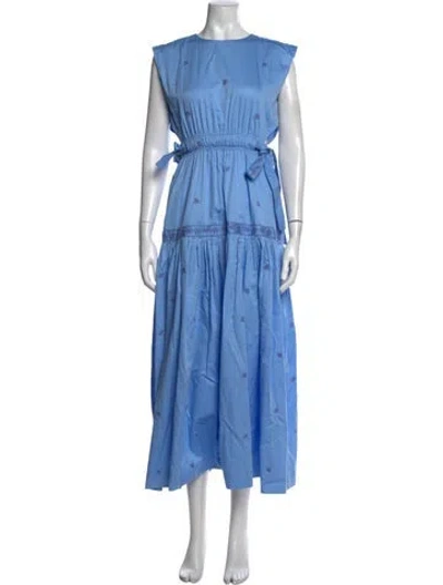 Pre-owned Lug Von Siga Printed Long Dress In Blue