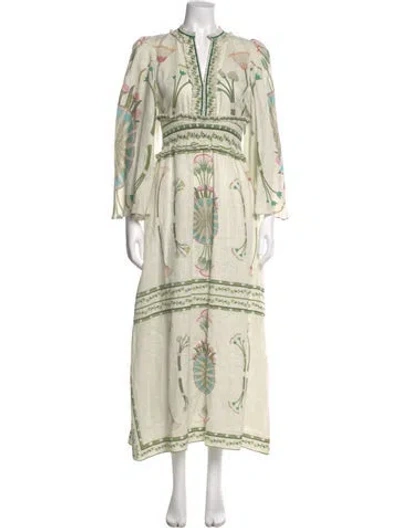 Pre-owned Lug Von Siga Printed Long Dress In Neutral