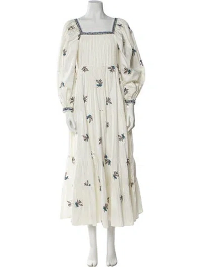 Pre-owned Lug Von Siga Printed Long Dress In White