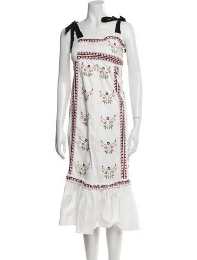 Pre-owned Lug Von Siga Printed Long Dress In White