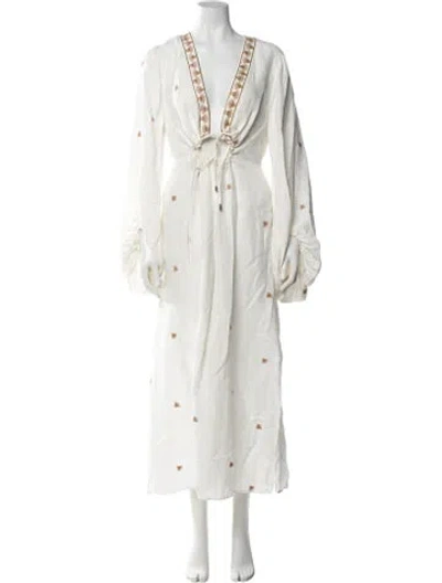 Pre-owned Lug Von Siga Printed Long Dress In White