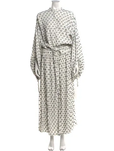 Pre-owned Lug Von Siga Printed Long Dress In White