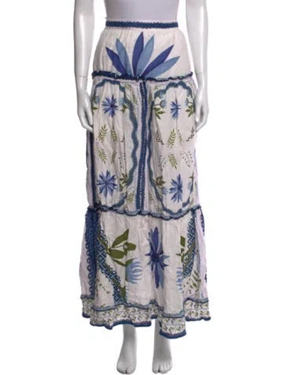 Pre-owned Lug Von Siga Printed Long Skirt In White