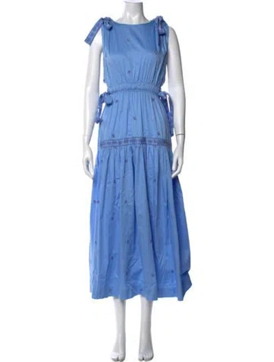 Pre-owned Lug Von Siga Printed Midi Length Dress In Blue