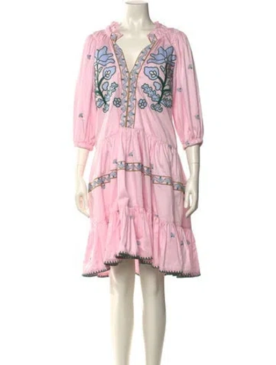 Pre-owned Lug Von Siga Printed Midi Length Dress In Pink