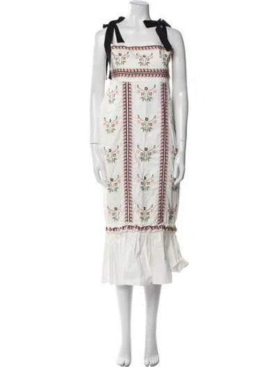 Pre-owned Lug Von Siga Printed Midi Length Dress In White