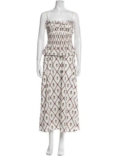 Pre-owned Lug Von Siga Printed Midi Length Dress In White