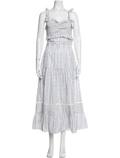 Pre-owned Lug Von Siga Printed Midi Length Dress In White