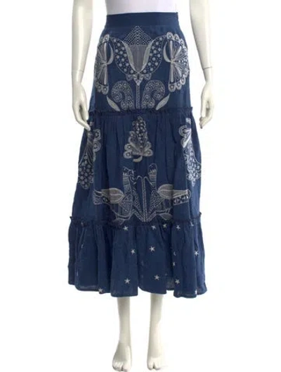 Pre-owned Lug Von Siga Printed Midi Length Skirt In Blue