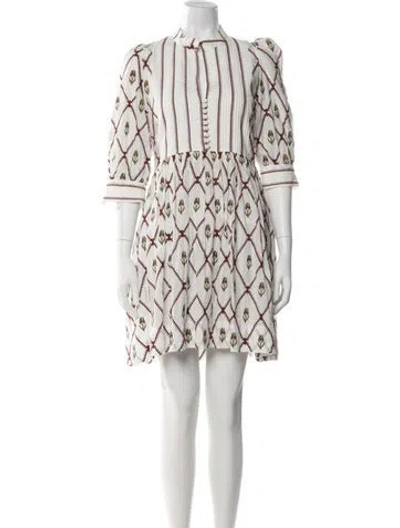 Pre-owned Lug Von Siga Printed Mini Dress In White