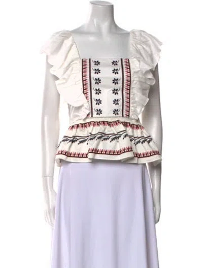 Pre-owned Lug Von Siga Printed Square Neckline Crop Top In Pink