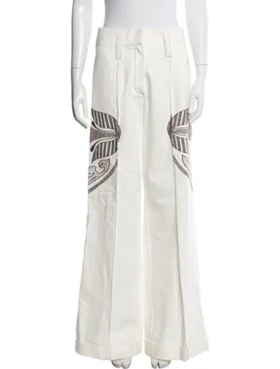 Pre-owned Lug Von Siga Printed Wide Leg Pants In Neutrals/white