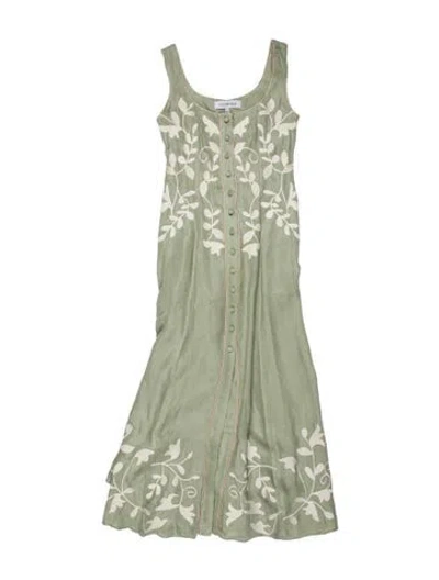 Pre-owned Lug Von Siga Scoop Neck Long Dress In Green