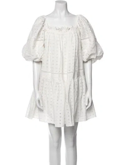 Pre-owned Lug Von Siga Square Neckline Knee-length Dress In White