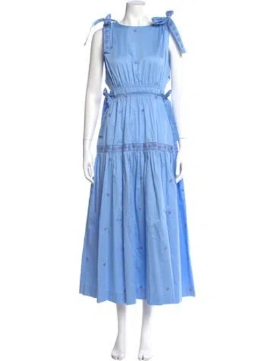 Pre-owned Lug Von Siga Square Neckline Long Dress In Blue