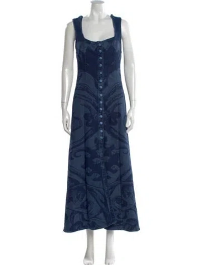 Pre-owned Lug Von Siga Square Neckline Long Dress In Blue